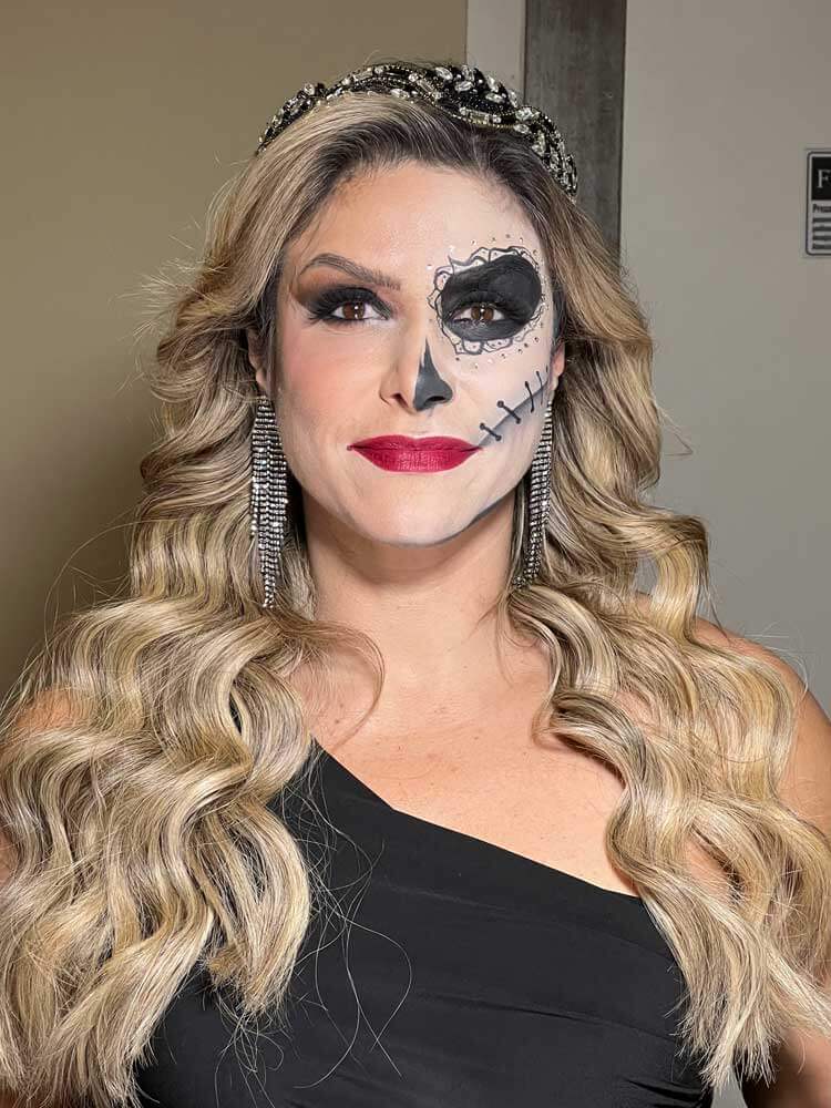 Maquiagem para Halloween Metade Caveira - Skull Makeup 